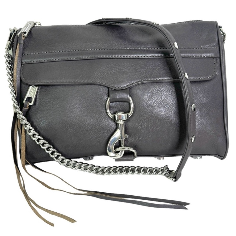 REBECCA MINKOFF Mac NEW Leather Convertible Crossbody Purse NEW Charcoal Gray
